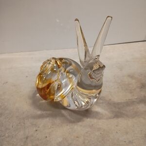 Elegant Italian Glass Snail Sculpture - Gold and Clear